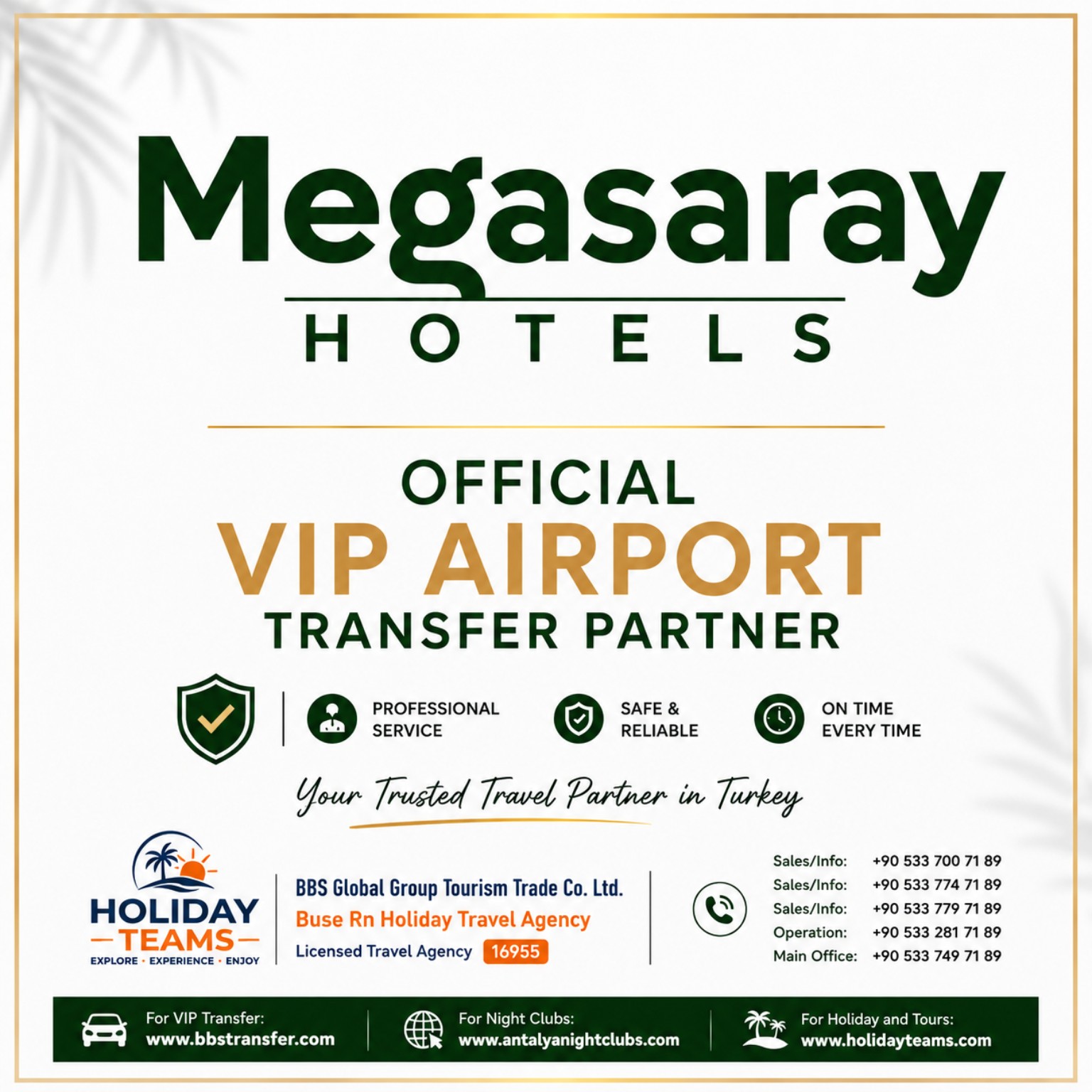 Megasaray Hotels Flughafentransfer | Offizieller VIP-Flughafentransferpartner