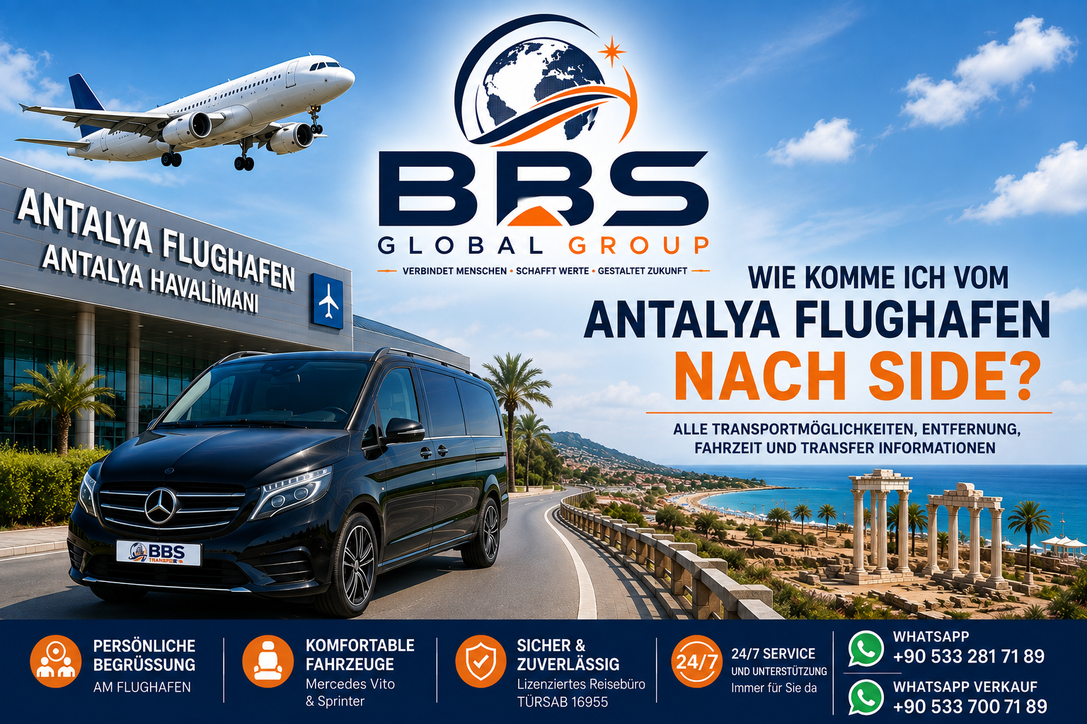 Wie komme ich vom Flughafen Antalya nach Side?