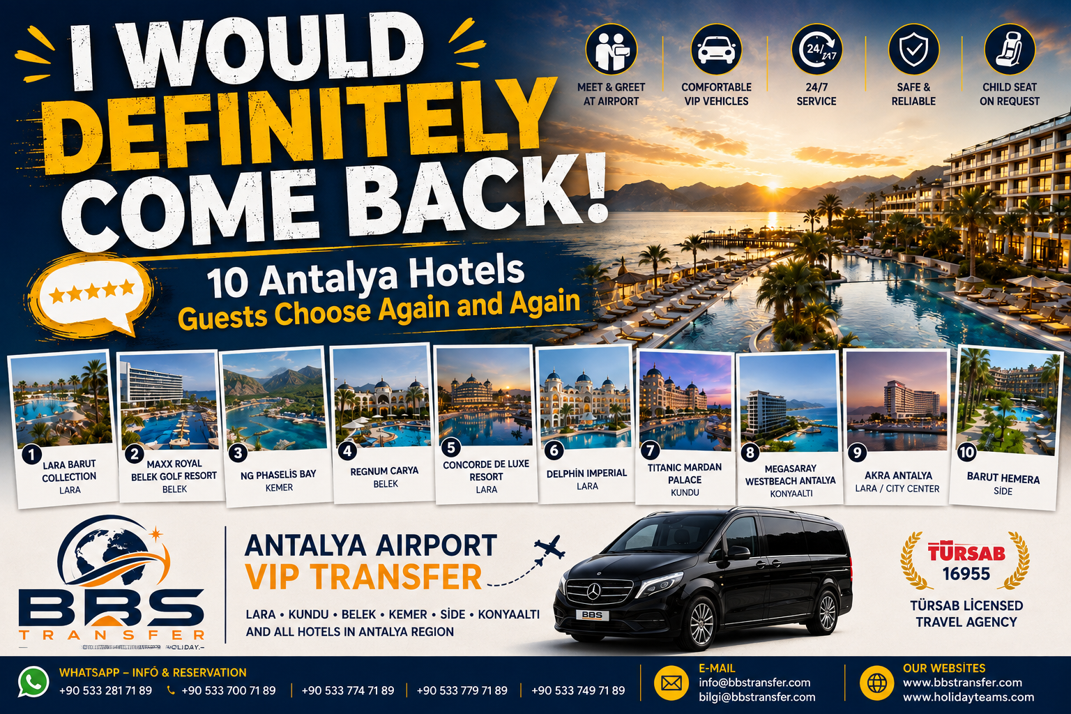10 Antalya Hotels Guests Say They Would Definitely Return To